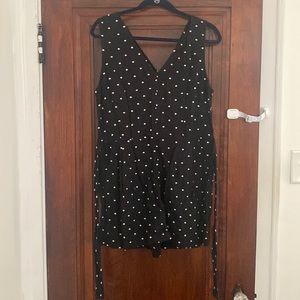 Black and white polka dot romper